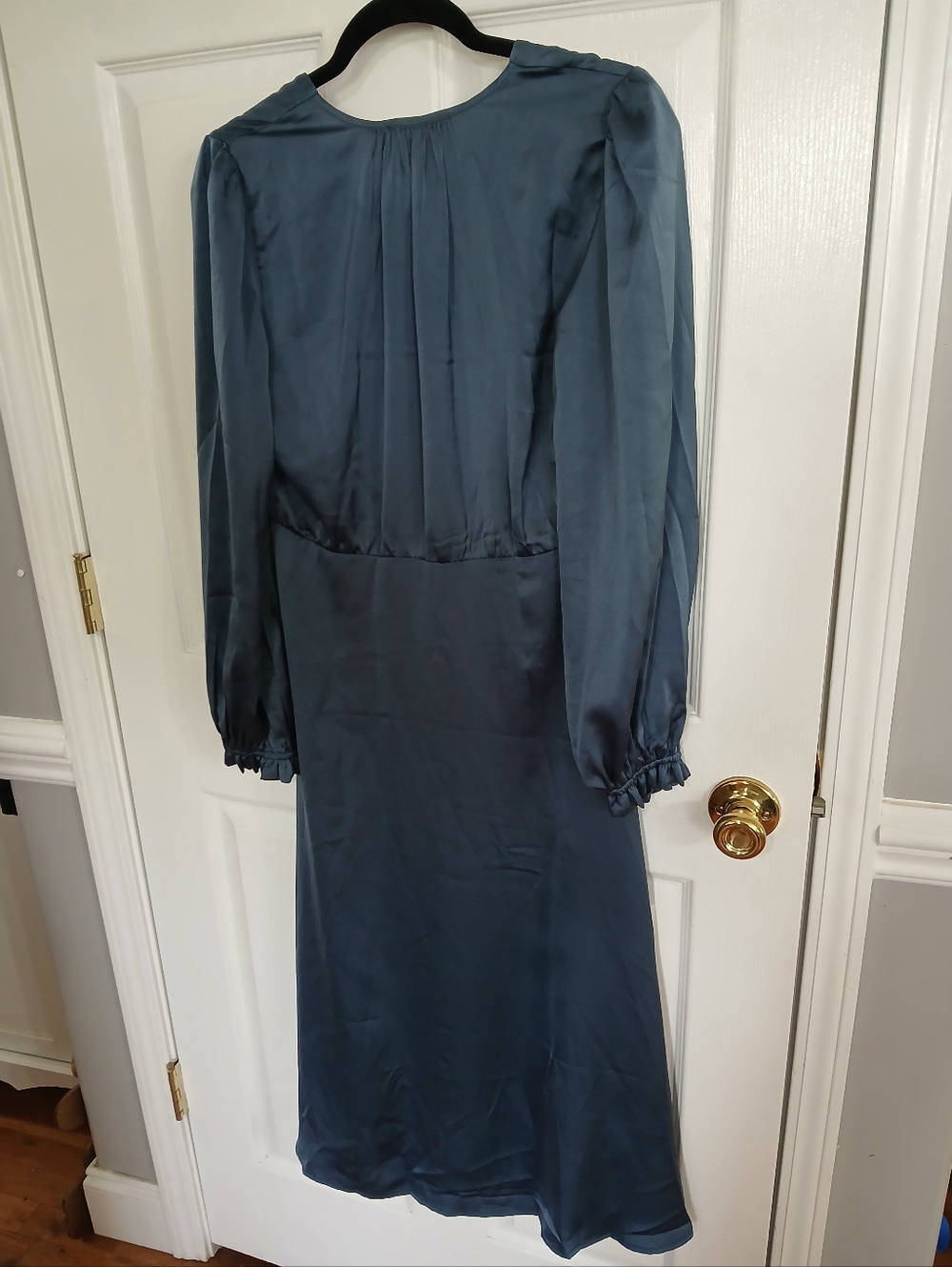 NWT Bohme Blue Long-Sleeve V-Neck Midi Dress Boho Cottage Wedding Guest Feminine - Picture 9 of 9